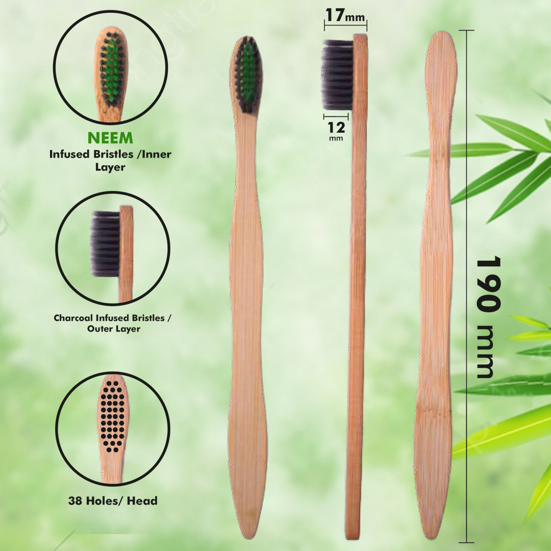 Bamboo Toothbrush with Neem-Charcoal Ultra Soft Bristles