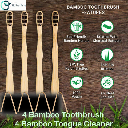 Bamboo Toothbrush with Neem-Charcoal Ultra Soft Bristles